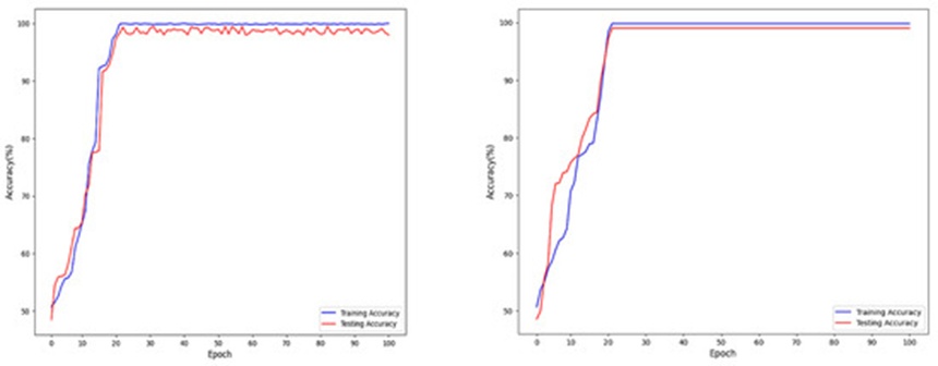 Figure 4. Accuracy of CNN-Bi-LSTM model on CheXpert and BreakHis datasets.