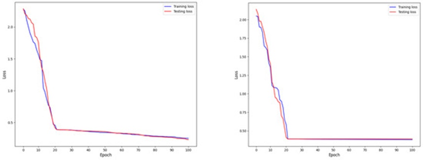Figure 5. Loss of CNN-Bi-LSTM model on CheXpert and BreakHis datasets.