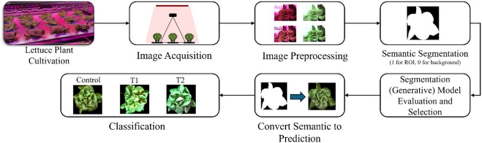 Figure 5. End-to-end pipeline for image handling and deep learning execution: fusing segmentation and classification models for crop vitality surveillance.