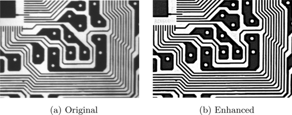 Figure 5. Comparison between original and enhanced images, by Guan and Guo [15]