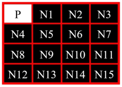Figure 3. Block showing predictor and non-predictor pixels.