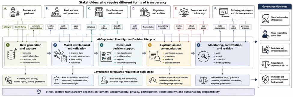 Figure 2. Stakeholder-Centred AI Transparency Governance Across the Food-System Decision Lifecycle