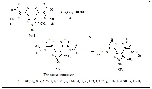Figure 3. Synthesis of bis-arylazo-terpyrazole derivatives 5a-i.