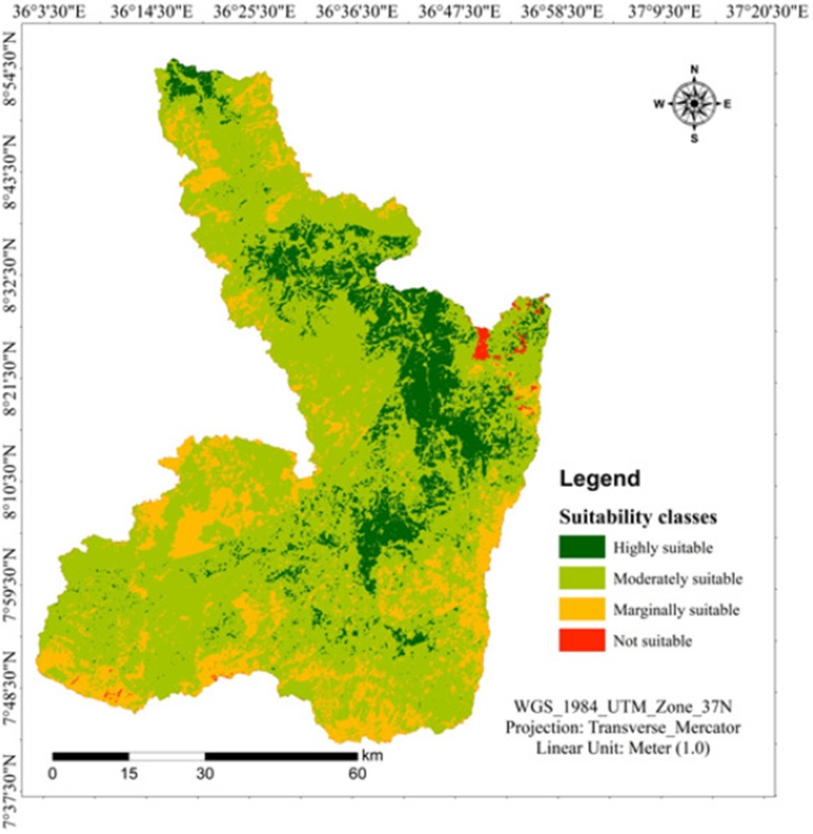Figure 10. Land suitability areas for maize production.