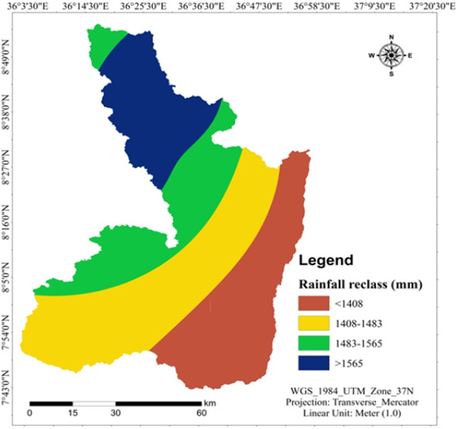 Figure 3. Annual rainfall map of the study area.