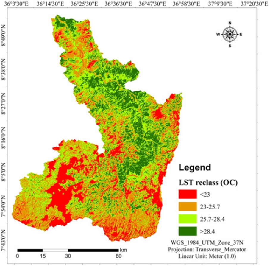 Figure 4. Land surface temperature of the study area.