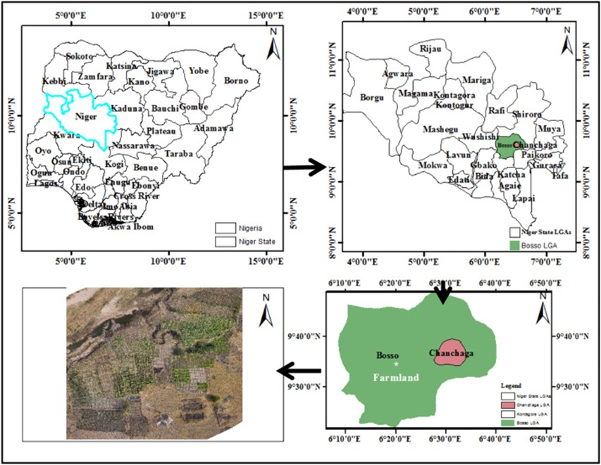Figure 1. The test site (farmland) location in Lapan Gwari, Minna, Niger State, Nigeria [6].