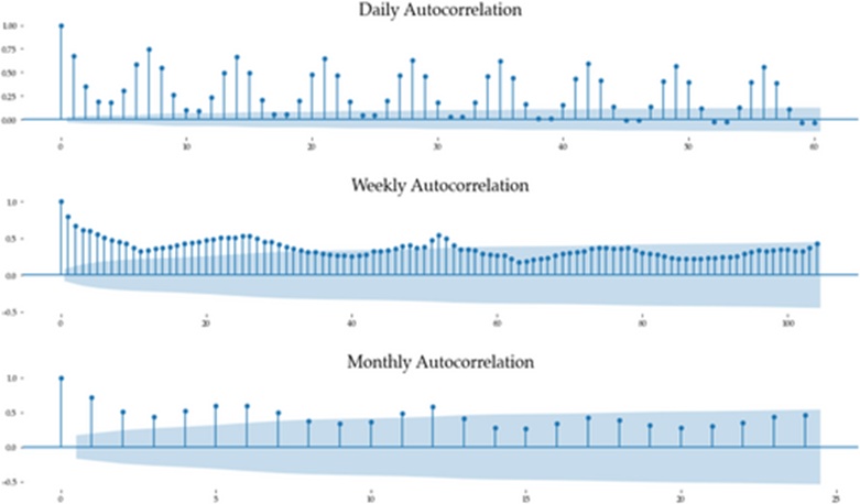 Figure 4. Auto-correlation plots (ACF) for Clinic 1.