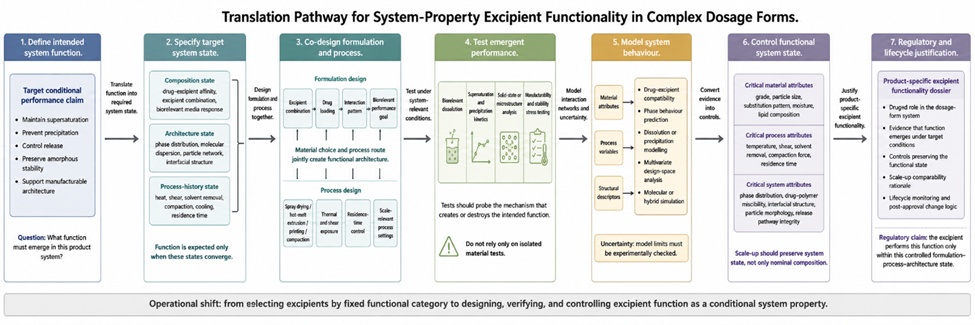 Figure 2. Translation Pathway for Designing, Testing, and Controlling Excipient Function as a System Property
