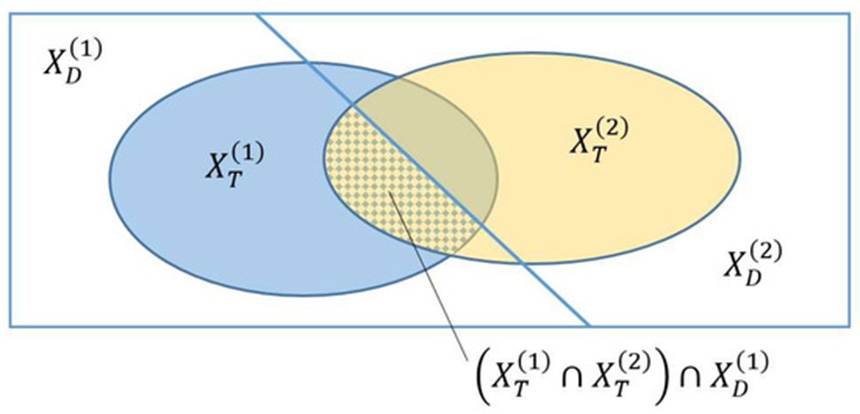 Figure 4. Example of a Class 1 preference area in the ambiguity region (∩) ∩ .