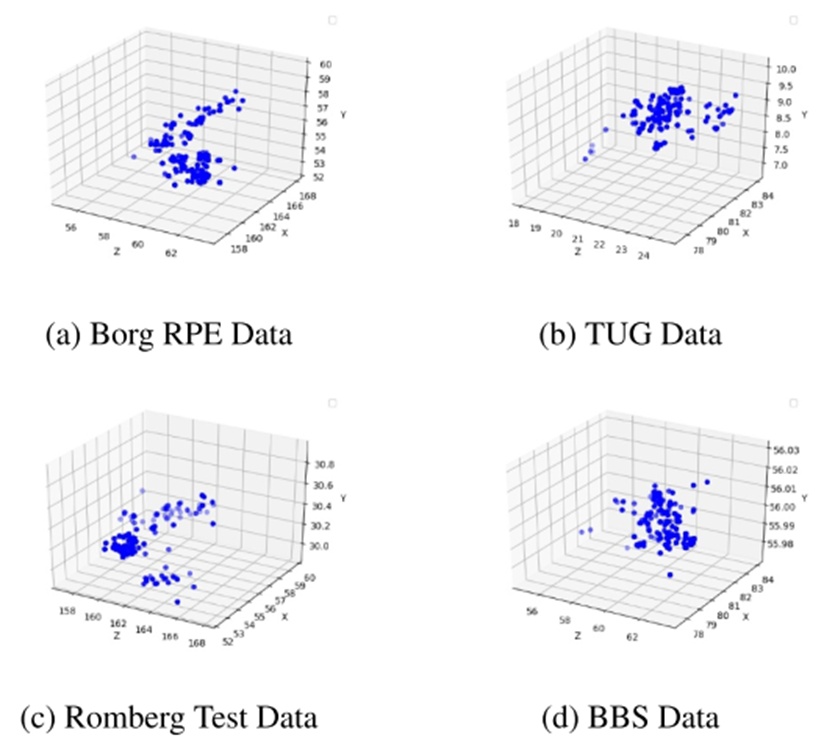 Figure 6.  A simple visualisation of four data before abnormal detection. BBS, Berg Balance Scale.